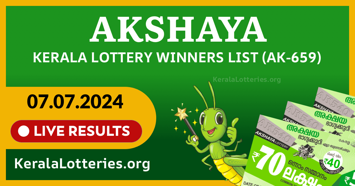 Akshaya(AK-659) Kerala Lottery Result Today (07-07-2024)