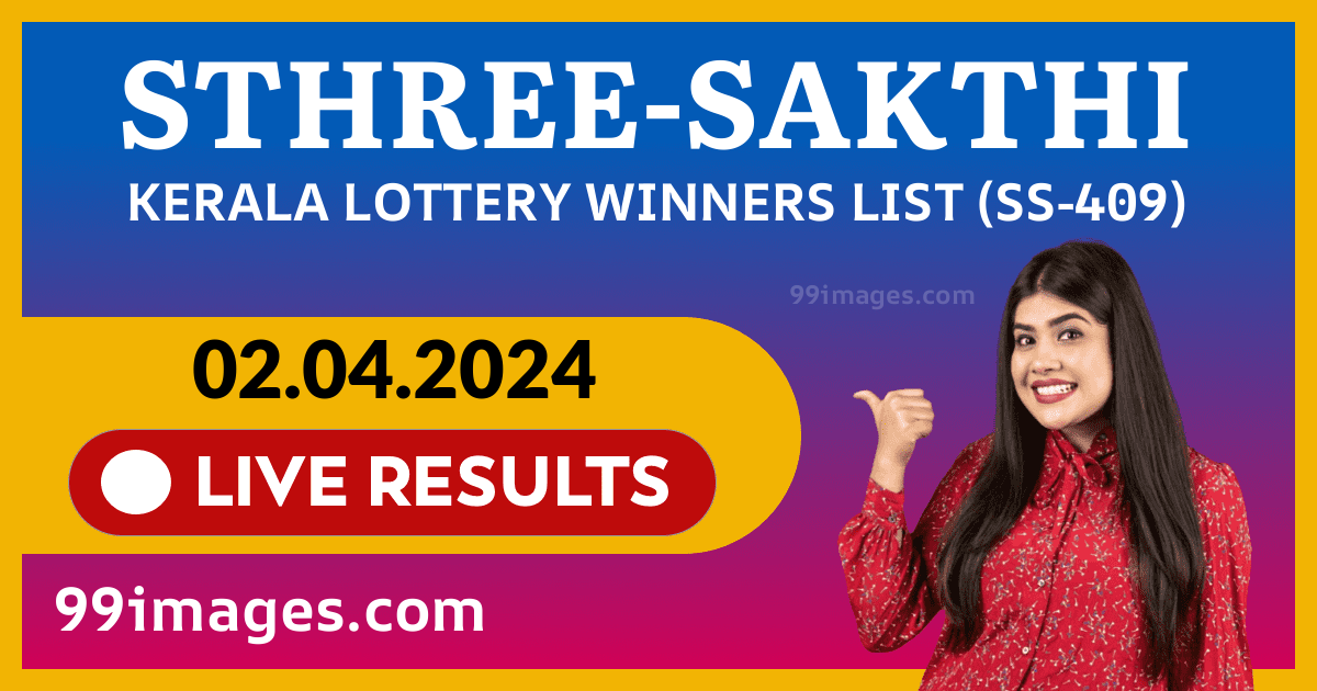 Sthree-Sakthi(SS-409) Kerala Lottery Result Today (02-04-2024)