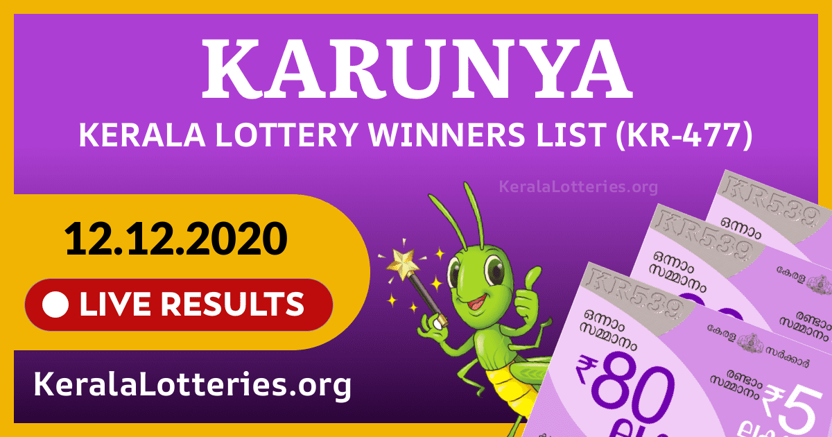 Karunya(KR-477) Kerala Lottery Result Today (12-12-2020)