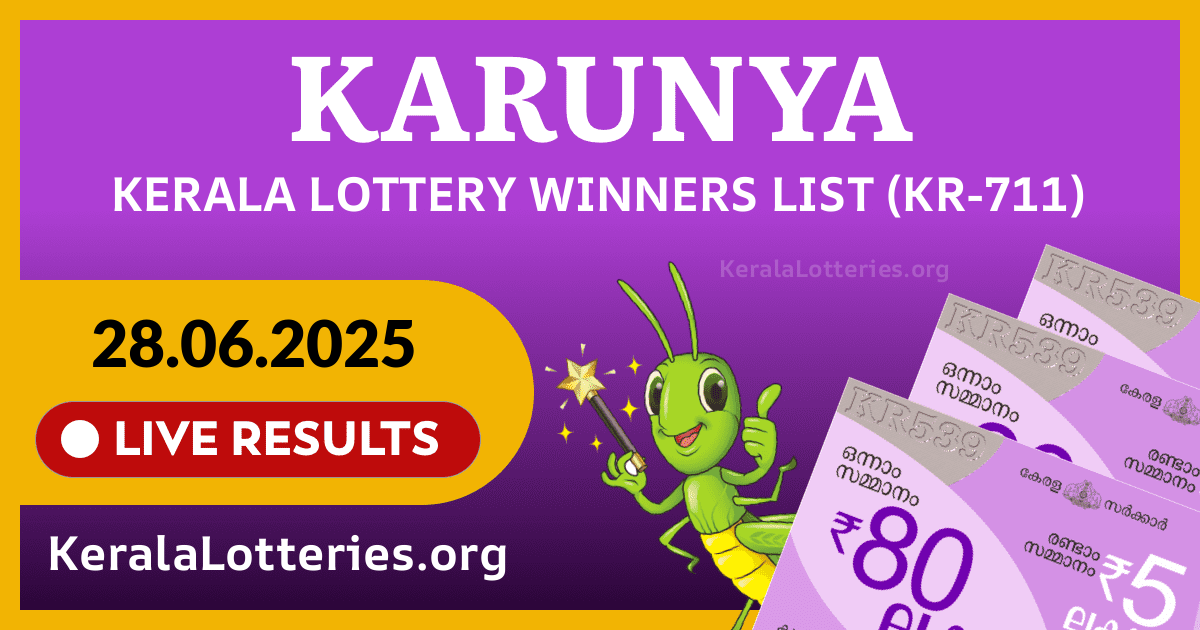 Karunya(KR-711) Kerala Lottery Result Today (28-06-2025)