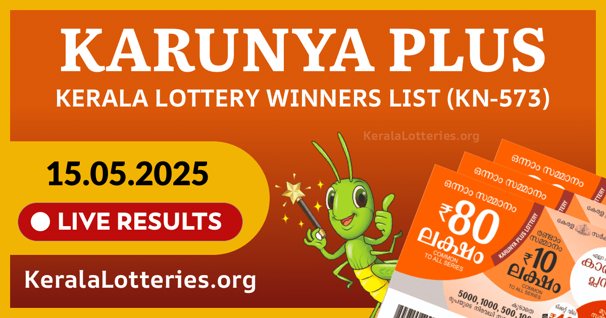 Karunya Plus(KN-573) Kerala Lottery Result Today (15-05-2025)