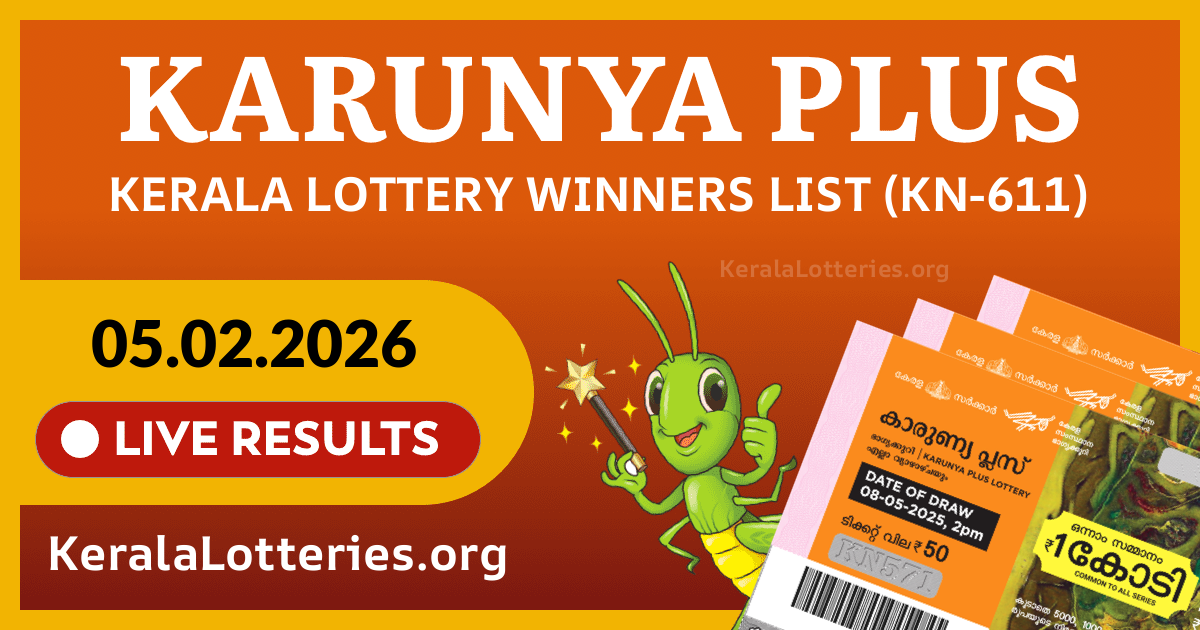 Karunya Plus(KN-611) Kerala Lottery Result Today (05-02-2026)