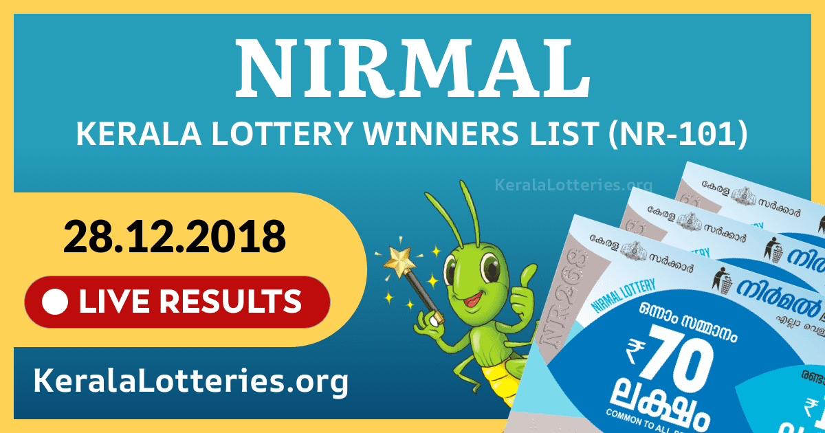Nirmal(NR-101) Kerala Lottery Result Today (28-12-2018)