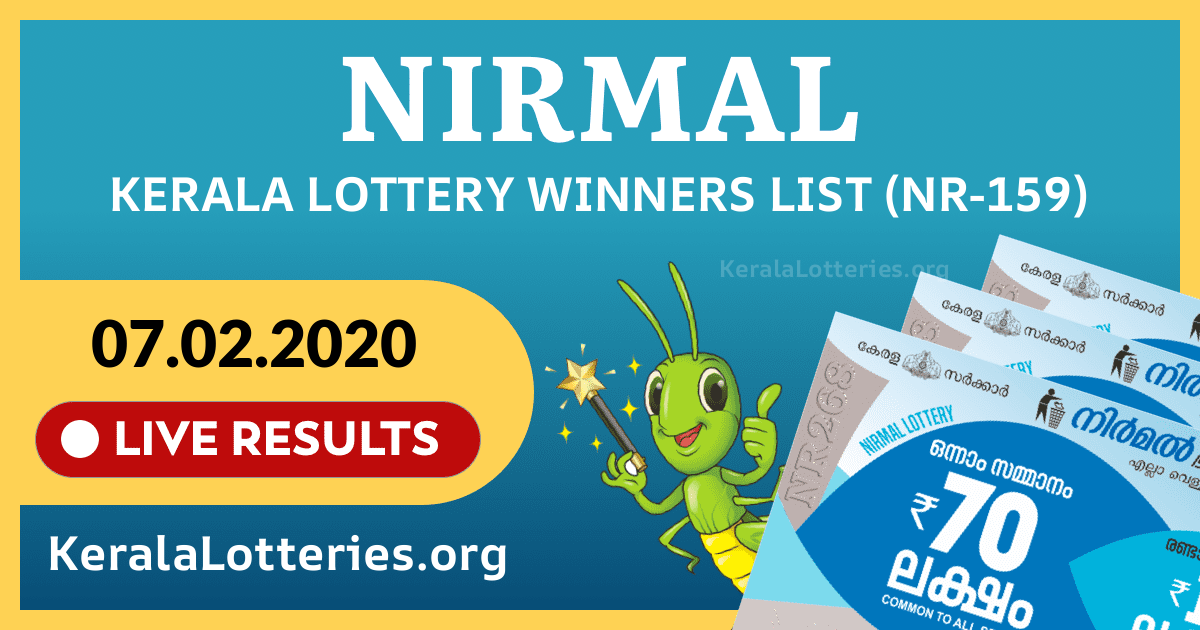 Nirmal(NR-159) Kerala Lottery Result Today (07-02-2020)