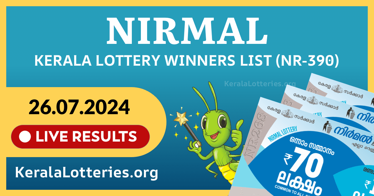 Nirmal(NR-390) Kerala Lottery Result Today (26-07-2024)