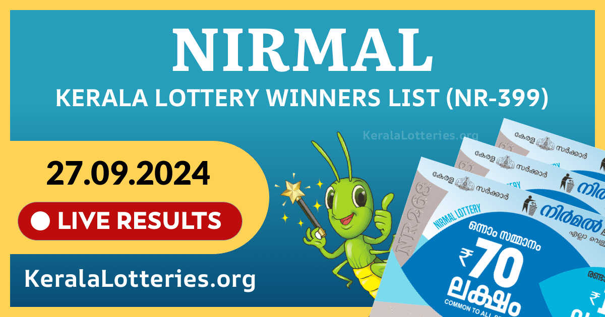 Nirmal(NR-399) Kerala Lottery Result Today (27-09-2024)