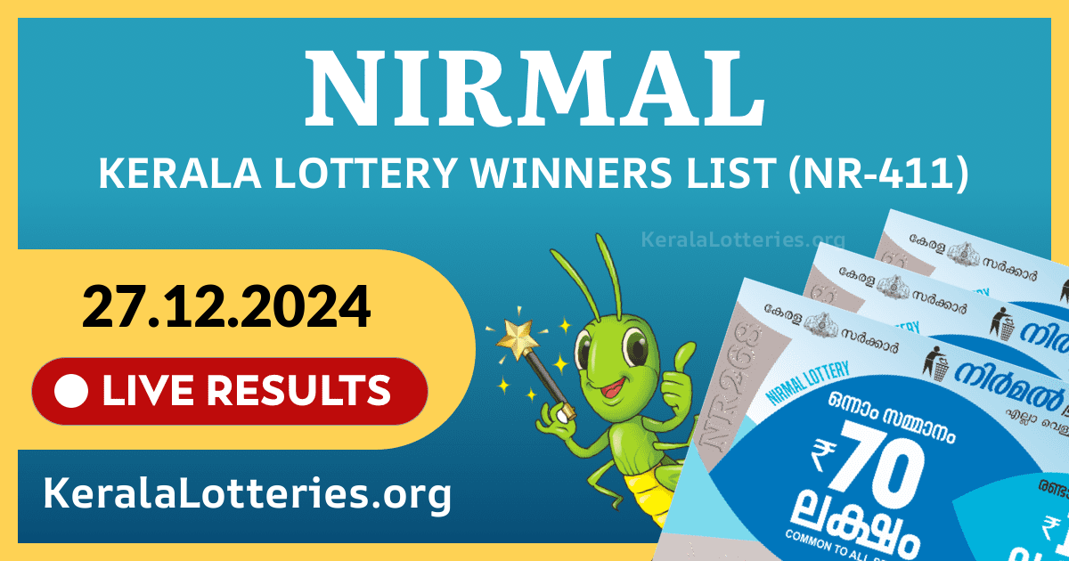 Nirmal(NR-411) Kerala Lottery Result Today (27-12-2024)