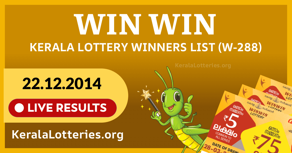 Win-Win(W-288) Kerala Lottery Result Today (22-12-2014)
