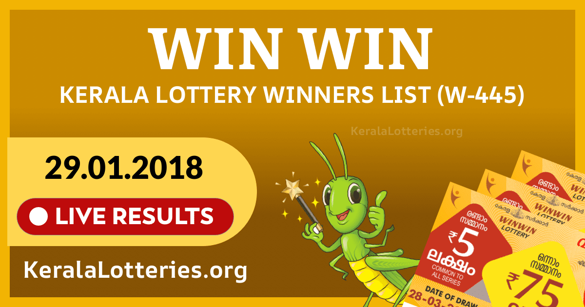 Win-Win(W-445) Kerala Lottery Result Today (29-01-2018)