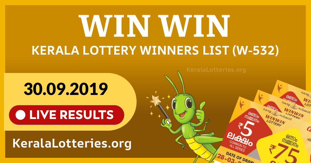 Win-Win(W-532) Kerala Lottery Result Today (30-09-2019)