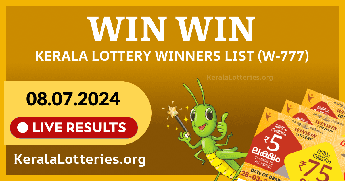 Win-Win(W-777) Kerala Lottery Result Today (08-07-2024)