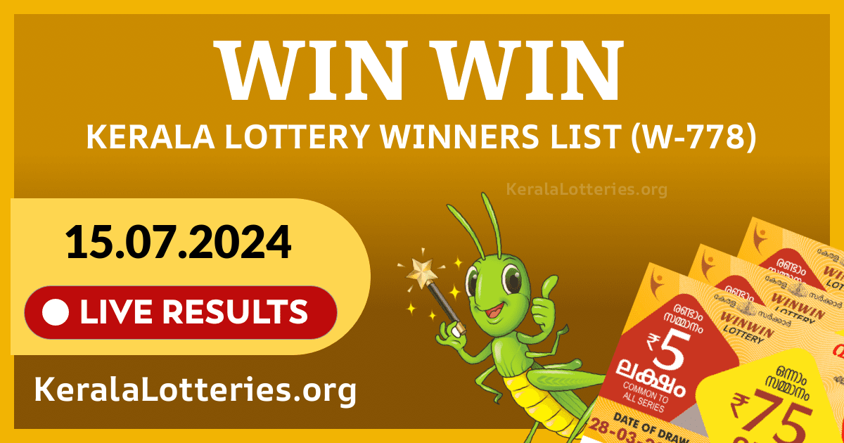 Win-Win(W-778) Kerala Lottery Result Today (15-07-2024)