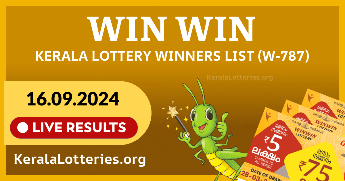 Win-Win(W-787) Kerala Lottery Result Today (16-09-2024)