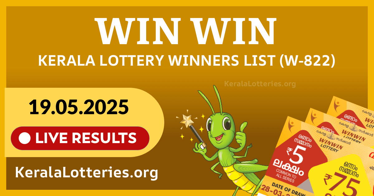 Win-Win(W-822) Kerala Lottery Result Today (19-05-2025)